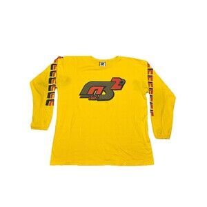 Vintage Mecca Long Sleeve Shirt Men’s XXL Yellow‎ Logo Graphic Tee Y2K Hip Hop